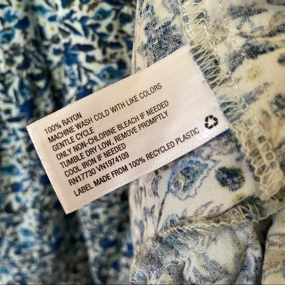 Wild Fable blue floral off shoulder puff sleeve tiered mini dress - Picture 7 of 7